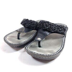 Alegria Carina Thong Platform Sandals Women's Size 8.5 Black Beaded Straps